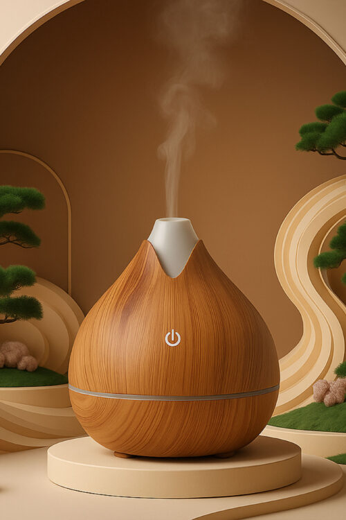 Woodgrain Ultrasonic Aroma Diffuser – 300ml Cool Mist Humidifier