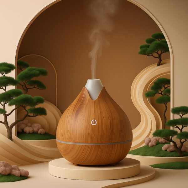 Woodgrain Ultrasonic Aroma Diffuser – 300ml Cool Mist Humidifier