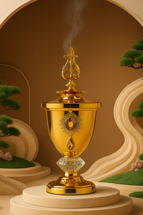 Luxury Gold Bakhoor Burner with Crystal Base & Rhinestone Detailing