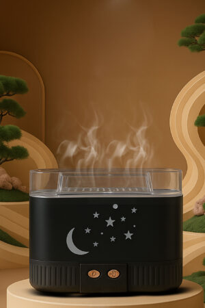 NightSky Ultrasonic Humidifier with Moon & Stars Design – USB Powered