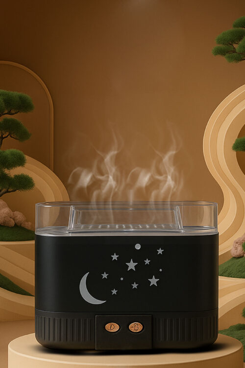 NightSky Ultrasonic Humidifier with Moon & Stars Design – USB Powered
